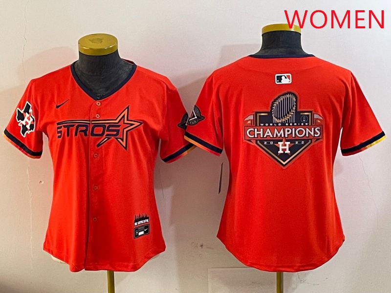 Women Houston Astros Blank Orange Three generations Joint Name 2025 Nike MLB Jersey style 22